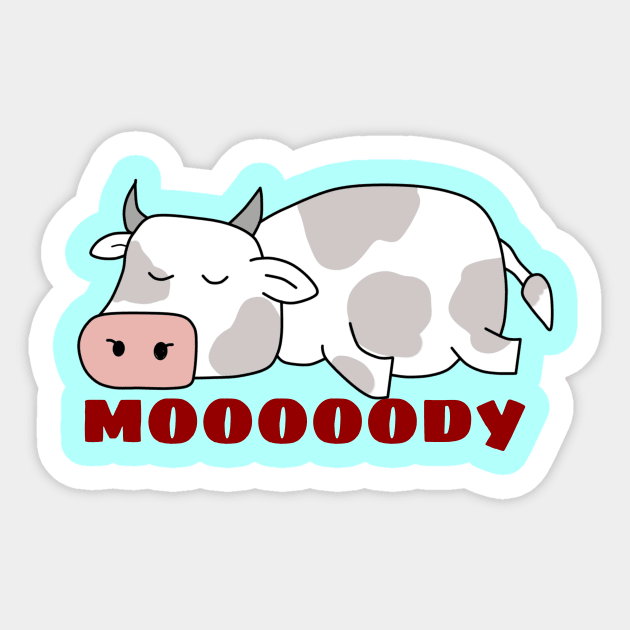 Moody Cow | Cow Pun Sticker by Allthingspunny